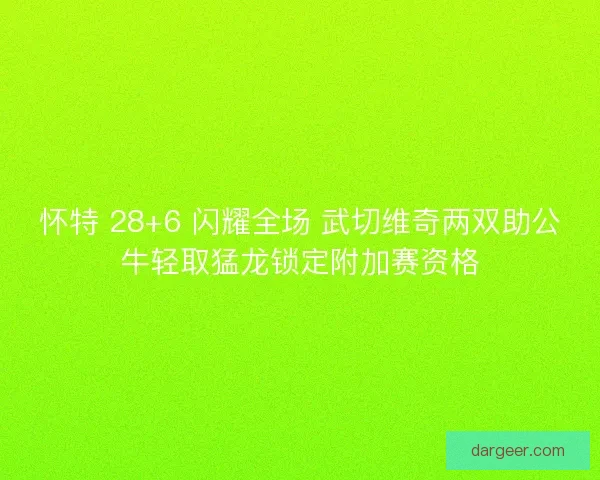 怀特 28+6 闪耀全场 武切维奇两双助公牛轻取猛龙锁定附加赛资格